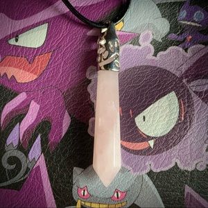 Rose quartz point pendant necklace